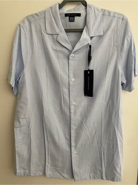 French Connection Pale Blue Short-Sleeve Button-Down Shirt